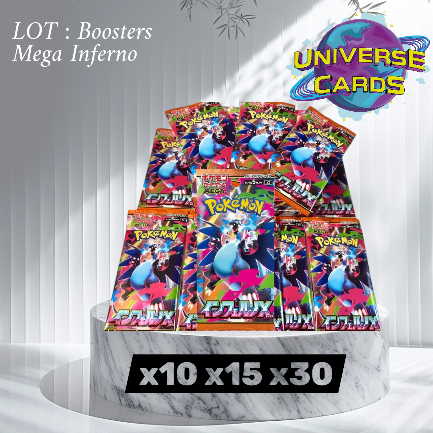 Lot Booster Mega Infero : x10 - x15 - x30 Universe Cards