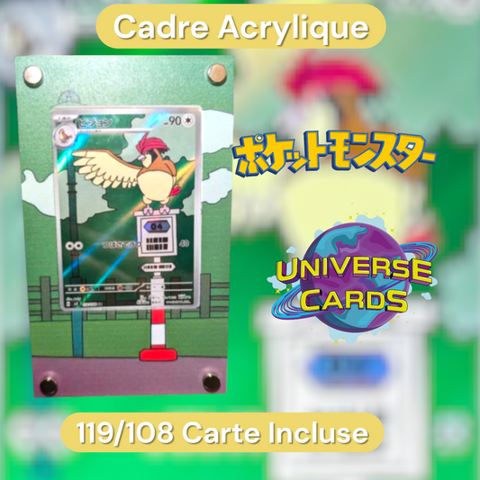 🖼️ Cadre Acrylique Pokémon Roucoups- 119/108 Carte Incluse Universe Cards